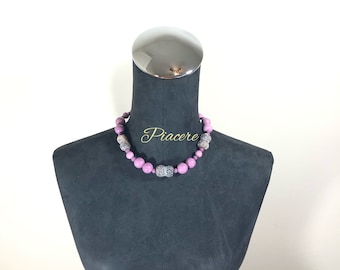 Collar de fosfosiderita, collar de lavanda, collar morado