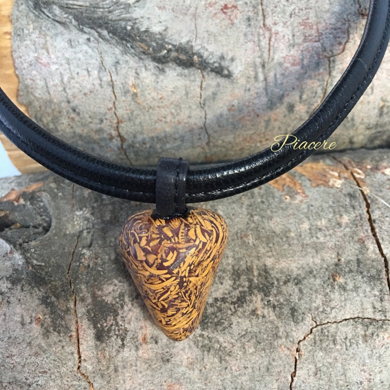 Sea Fossil Jasper with Nappa Leather Choker gift for him Etsy