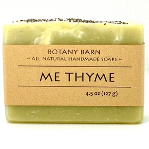 Organic Thyme Soap. Herbal Luxury Artisan Soap. Homemade Naturally Scented Bathroom or Kitchen Soap Handmade Cold Process Soap with Yarrow.