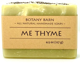 Organic Thyme Soap. Herbal Luxury Artisan Soap. Homemade Naturally Scented Bathroom or Kitchen Soap Handmade Cold Process Soap with Yarrow.