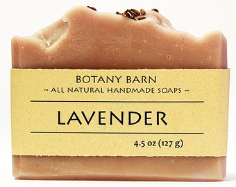 Natural Bar of Handmade Organic Lavender Soap. Luxury Cold Process Soap, 100% Vegan Artisan Homemade Skincare with Purple Clay & Shea Butter