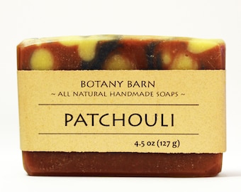 Organic Patchouli Soap with Hemp Oil. All Natural Artisan Handmade Soap. Natural Colors & Scents. Bar Soap with Rhassoul Clay + Musky Aroma