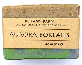 Aurora Borealis - Patchouli Lavender Organic Soap with All Natural Essential Oils. Cold Process Luxury Vegan Soap with Olive, Hemp, and Clay