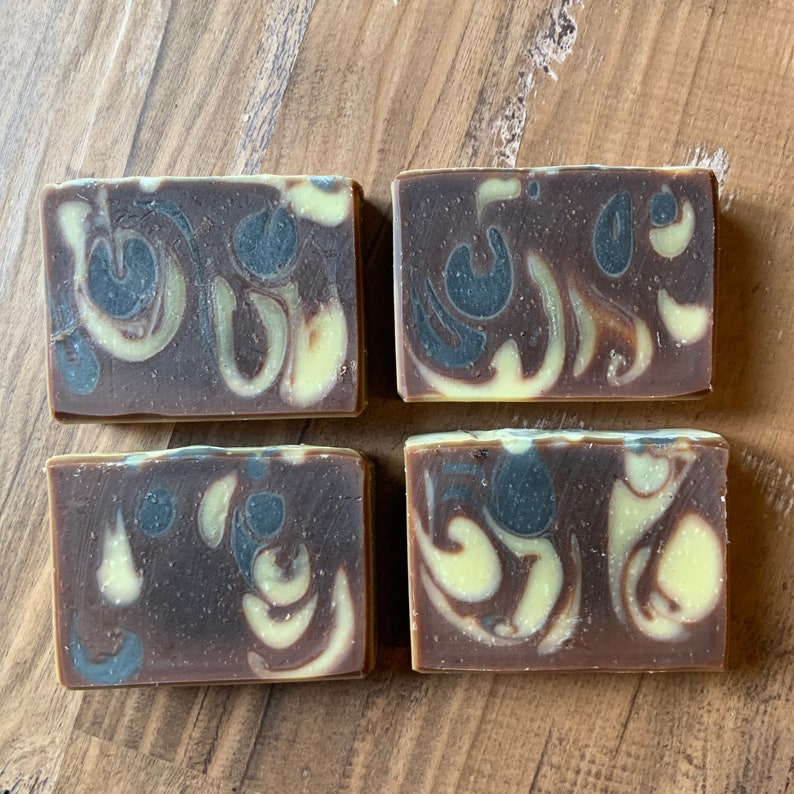 Organic Patchouli Soap with Hemp Oil. All Natural Artisan Handmade Soap. Natural Colors & Scents. Bar Soap with Rhassoul Clay Musky Aroma image 2