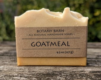 Luxury Unscented Goat Milk Soap, Made with Honey, Oatmeal & Natural Clay. Gentle Handmade Cold Process Soap with Organic Ingredients, Shea