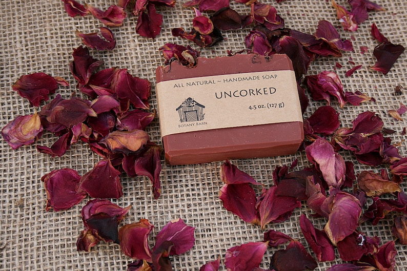 Red Wine Soap, Floral Bar Soap, Organic Cold Process Soap, All Natural Handmade Soap, Gift for Wine Lover, Homemade Soap, Cocoa Butter image 3