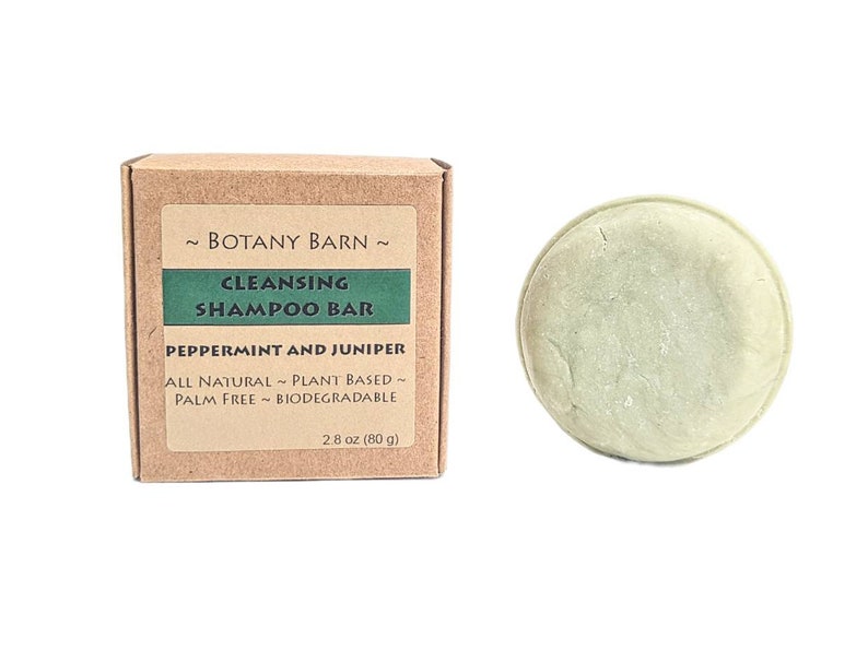 Natural Cleansing Shampoo Bar Scented with Peppermint, Juniper Berry, Cedarwood for Normal Hair Types to Oily. Vegan, Palm Free Solid Bar image 1