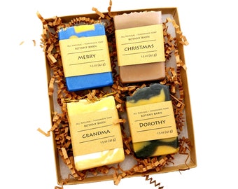 Small Personalized Handmade Soap Gift Set. 4 Personal Organic Soaps. Custom Present under 20 dollars. Birthday, Co-Worker Gift, Get Well