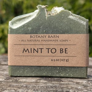 Gardener's Scrub Natural Pathouli Mint Soap. Organic Homemade Botanical Bar Soap with Pumice Exfoliant. Refreshing Peppermint Scrubby Bar