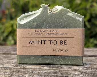 Gardener's Scrub Natural Pathouli Mint Soap. Organic Homemade Botanical Bar Soap with Pumice Exfoliant. Refreshing Peppermint Scrubby Bar