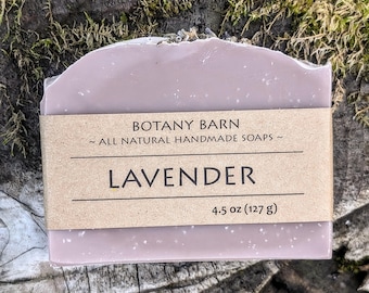 Natural Bar of Handmade Organic Lavender Soap. Luxury Cold Process Soap, 100% Vegan Artisan Homemade Skincare with Purple Clay & Shea Butter