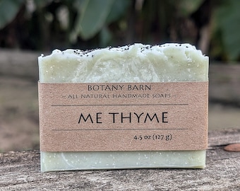 Organic Thyme Soap. Herbal Luxury Artisan Soap. Homemade Naturally Scented Bathroom or Kitchen Soap Handmade Cold Process Soap with Yarrow.