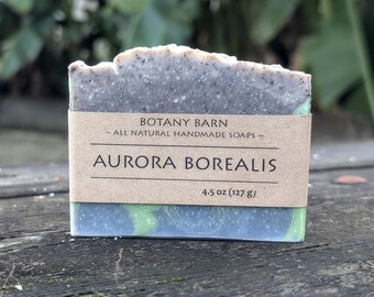 Aurora Borealis - Patchouli Lavender Organic Soap with All Natural Essential Oils. Cold Process Luxury Vegan Soap with Olive, Hemp, and Clay