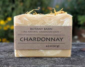 White Wine Floral Bar Soap Scented with Lavender and Palmarosa Essential Oil, Organic Cold Process Soap, All Natural Palm Free Homemade Soap