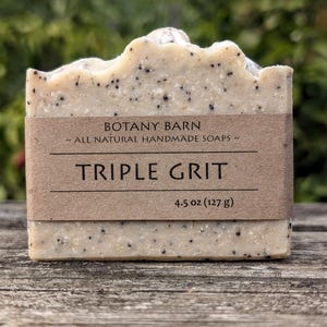 Exfoliating Soap with Pumice, Coffee Grounds & Clay. Organic Artisan Soap Scent of Pepper, Lemongrass. Homemade Handmade Foot or Body Scrub.