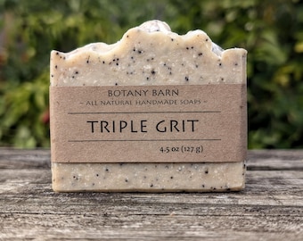 Exfoliating Soap with Pumice, Coffee Grounds & Clay. Organic Artisan Soap Scent of Pepper, Lemongrass. Homemade Handmade Foot or Body Scrub.