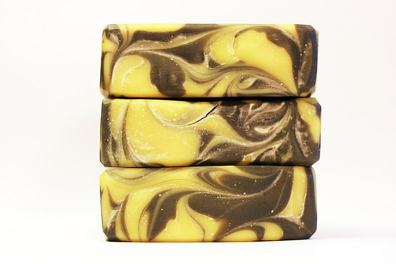 Organic Lemongrass Scented Soap with Activated Charcoal & Honey. Bar of Artisan All Natural Handmade Cold Process Soap. Fresh Citrus Scent. image 3