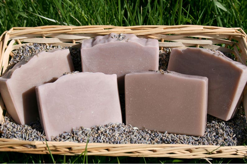 Natural Bar of Handmade Organic Lavender Soap. Luxury Cold Process Soap, 100% Vegan Artisan Homemade Skincare with Purple Clay & Shea Butter image 4