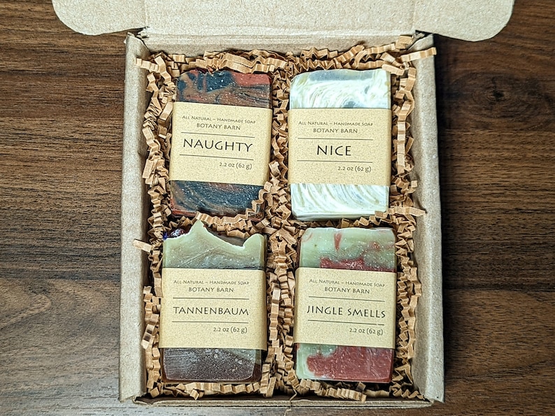 4 Small Soap Gift Set of Organic Handmade Soaps, Four Half Soap Variety Pack, Birthday Gift Idea, Mini Artisan Soaps, Gift under 20 dollars Holiday 2