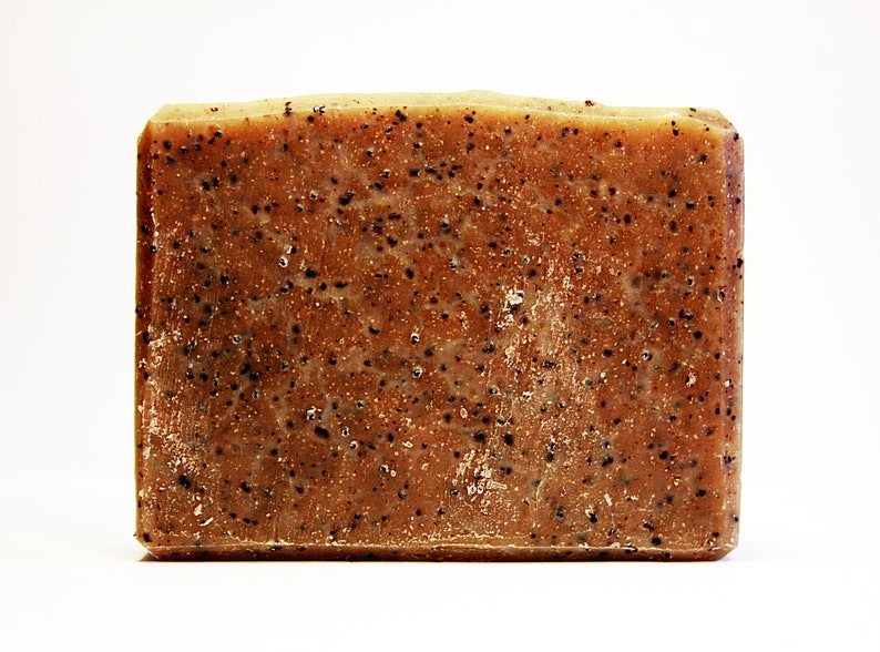 Exfoliating Soap with Pumice, Coffee Grounds & Clay. Organic Artisan Soap Scent of Pepper, Lemongrass. Homemade Handmade Foot or Body Scrub. image 2