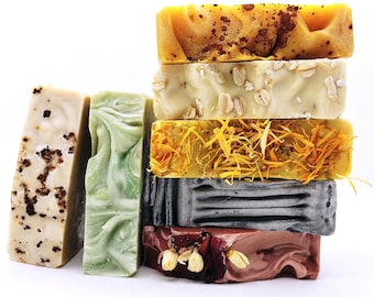 7 Large 4.5 oz Bars of Organic Soaps. Choose Any Seven Handmade Cold Process Soaps, Mixed Pack Soaps. Select Woodsy, Herbal, Floral, Citrus