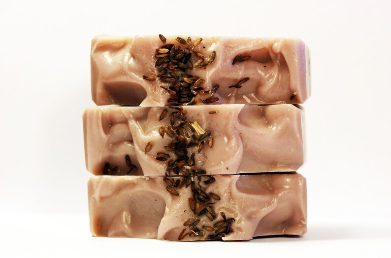 Natural Bar of Handmade Organic Lavender Soap. Luxury Cold Process Soap, 100% Vegan Artisan Homemade Skincare with Purple Clay & Shea Butter image 2