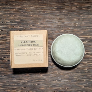 Shampoo Bar Scented with Peppermint, Juniper & Cedarwood. Natural Cleansing Bar for Normal Hair Types to Oily. Vegan Palm Free Solid Bar.