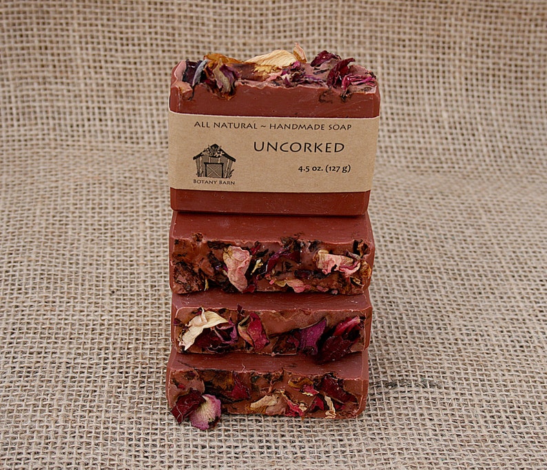 Red Wine Soap, Floral Bar Soap, Organic Cold Process Soap, All Natural Handmade Soap, Gift for Wine Lover, Homemade Soap, Cocoa Butter image 4