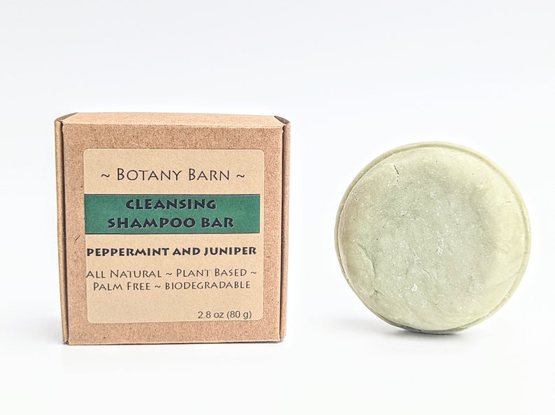 Natural Cleansing Shampoo Bar Scented with Peppermint, Juniper Berry, Cedarwood for Normal Hair Types to Oily. Vegan, Palm Free Solid Bar image 2