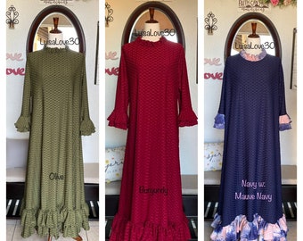 LuisaLove30 ~ Choose your color! HONEYCOMB A Line Dress or TOP, Double Bell sleeves, Ruffle Neckline, Sizes Xxs to 6X, New color choices