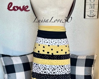 LuisaLove30 ~ M2M Yellow Stripe Dot “GRACE" modest pencil skirt, ITY DTY  , Soft lightweight stretch knit, Sizes 0-36w, Elastic waistband