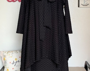 LuisaLove30 ~SALE! All sizes,  BLACK solid only , “Ellie” Shark~bite hem tunic, Bow tie , HONEYCOMB Modest Tunic, Top only! Sizes Xs to 6X