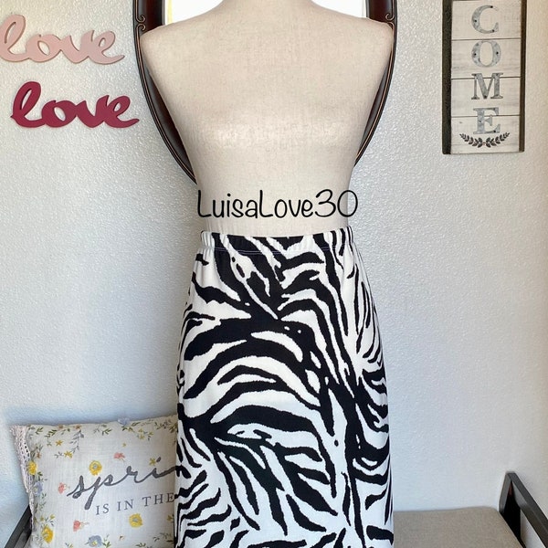 LuisaLove30 ~ZEBRA Print “Grace" modest pencil skirt, Scuba stretch knit