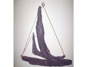Driftwood beach decor sculpture boat hanging sailboat rustic nursery mobile wall hanging drift wood decor nautical wooden boat
