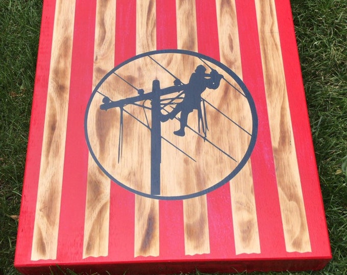 Featured listing image: Lineman Flag Cornhole Boards