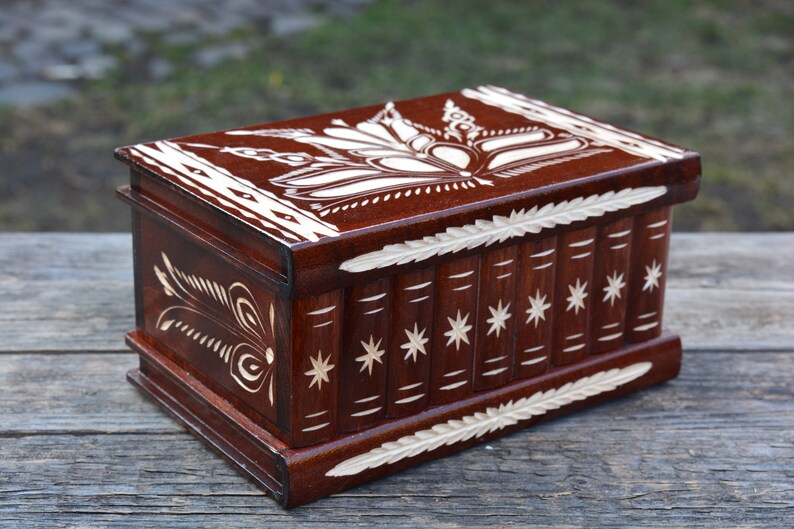 HUGE Wooden Treasure Chest Puzzle box secret compartment box Etsy