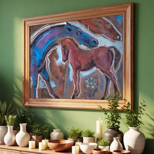 Colorful Horse Wall Art Printable, Modern Equestrian Artwork, Abstract Animal Digital Download Home Decor