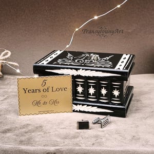 5 Year Anniversary For Him, Wood Puzzle Gift Box with Personalized Card