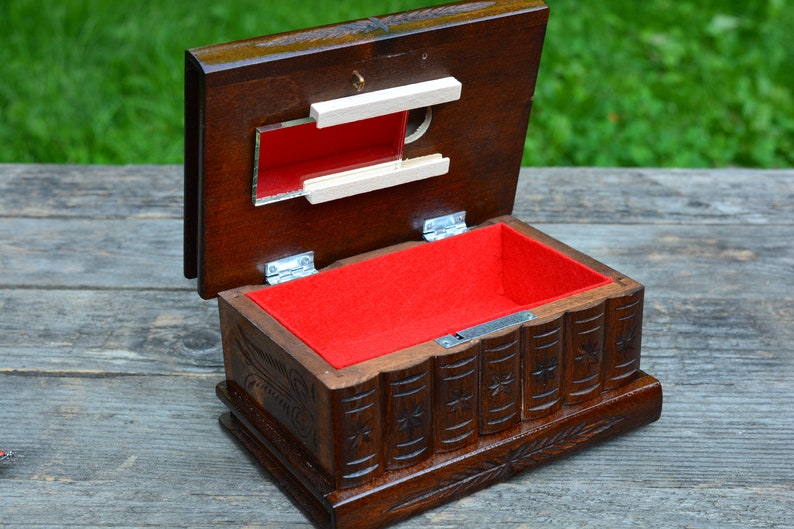 Wooden puzzle box Trick box with Hidden compartment Mystery Etsy