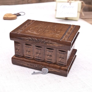 Birthday Gift for Him Secret Puzzle Box with Hidden Compartment, Handmade Wooden Rustic Gifts