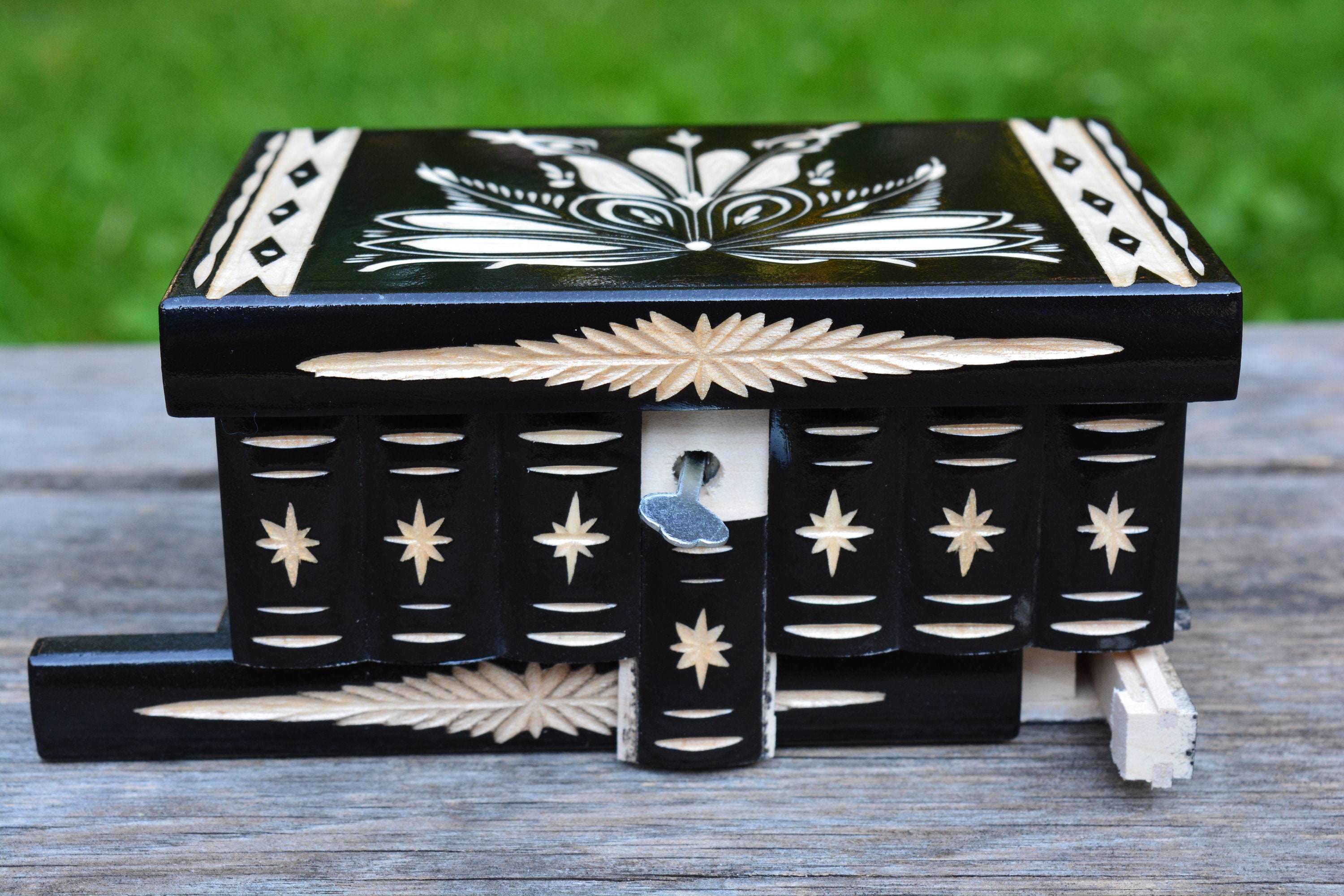 Wooden puzzle box Jewelry boxes wood with Hidden compartment Etsy