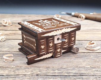 Secret Storage Box Wooden Puzzle Box Hidden Compartment Brain Teaser Small Stash