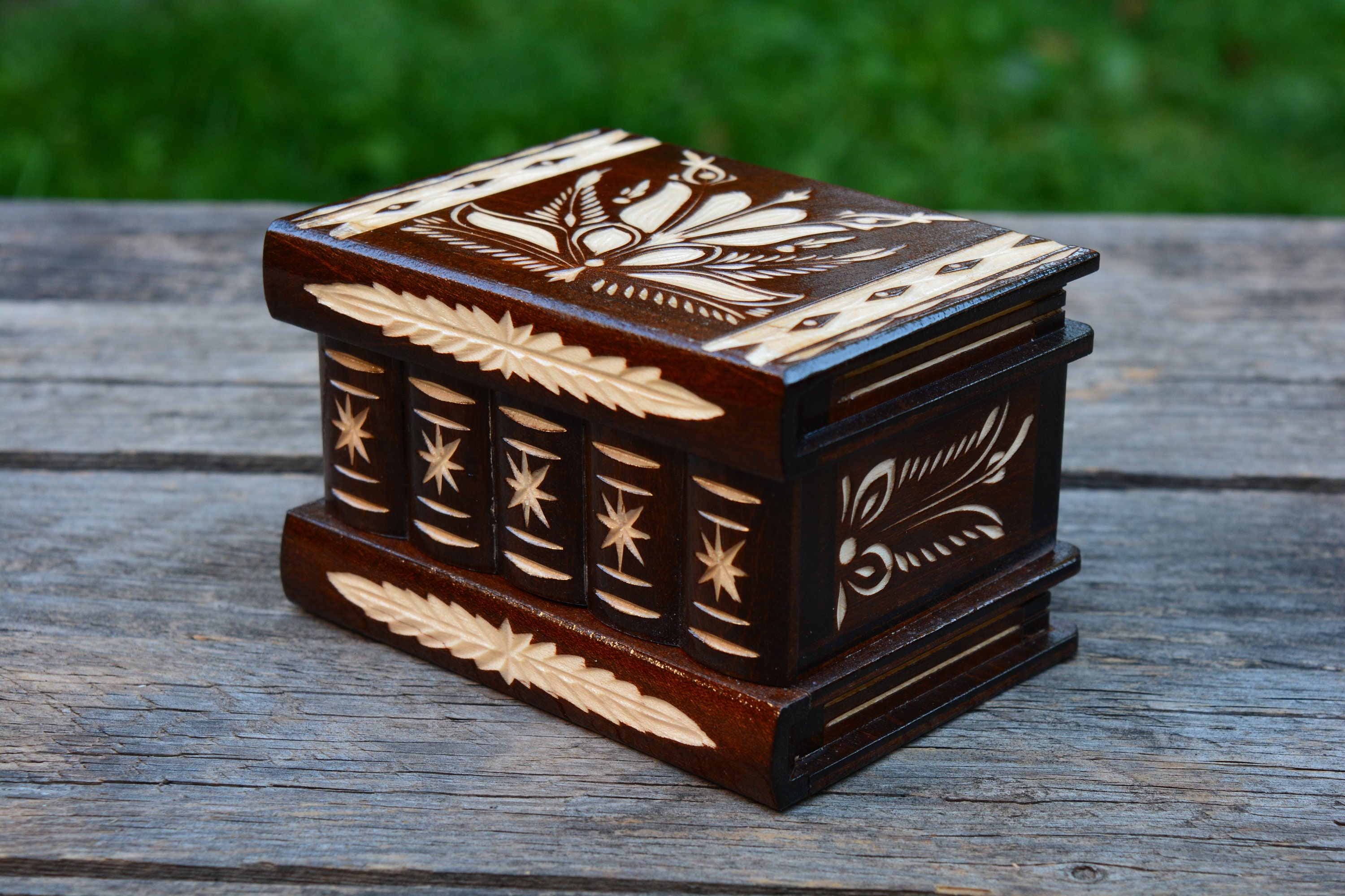 Carved wooden box Secret Mystery Puzzle boxes Unique | Etsy
