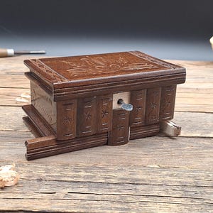 Wooden Puzzle Box with Secret Compartment Hidden Storage Brain Teaser Handmade Mystery Box