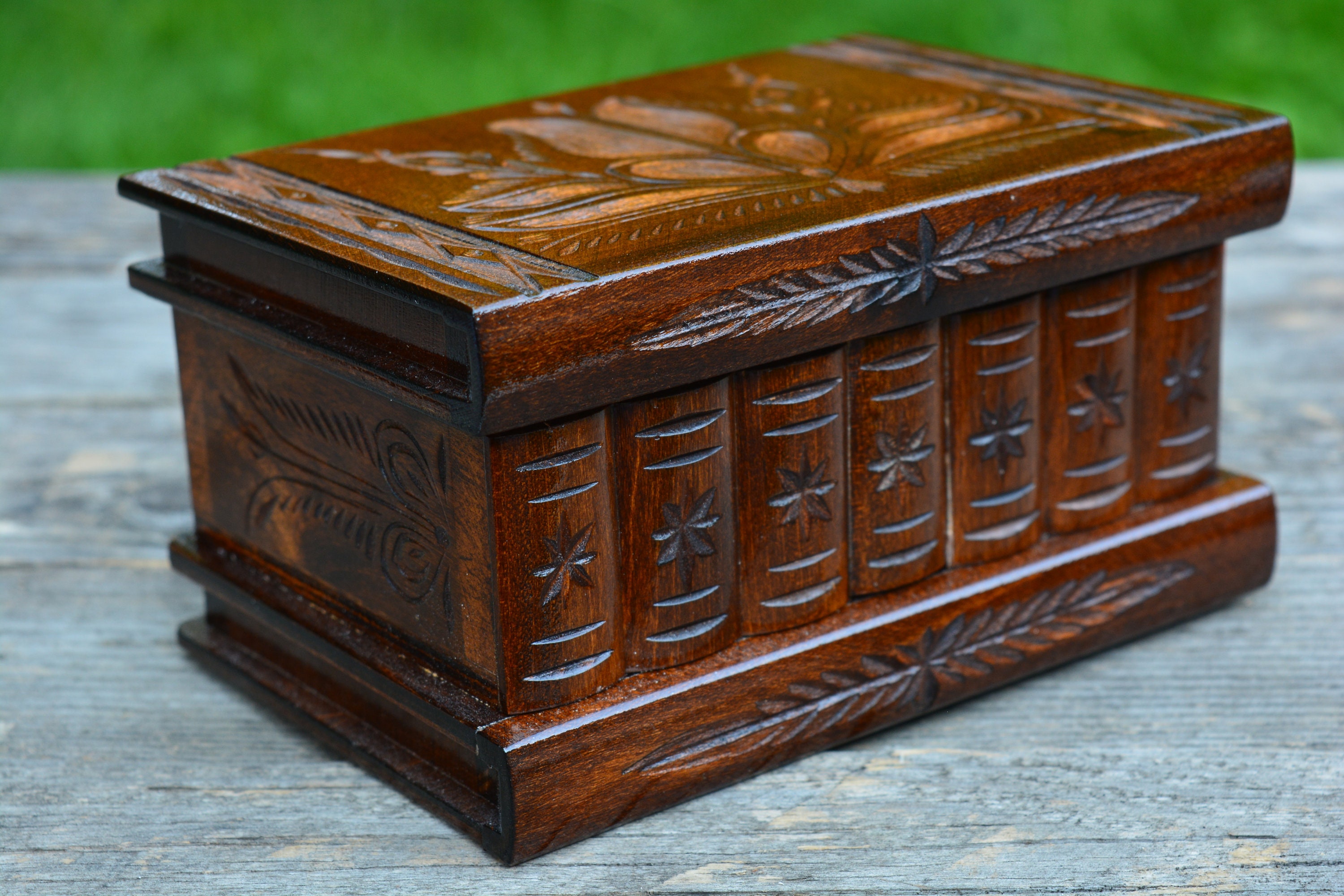 Wooden puzzle box Trick box with Hidden compartment Mystery Etsy