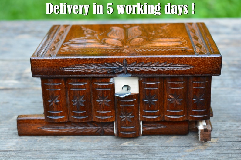 Wooden Puzzle Box Trick Box With Hidden Compartment Mystery Etsy