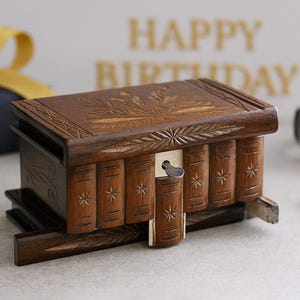 Birthday Gift Him: Personalized Wooden Puzzle Box with Secret Compartment
