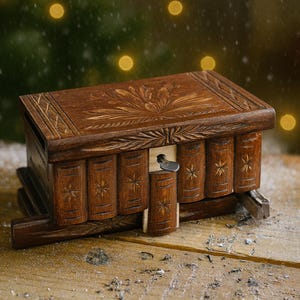 Hand-Carved Wooden Puzzle Box: Secret Lock Stash Keepsake Treasure Chest, Christmas Gift for Men