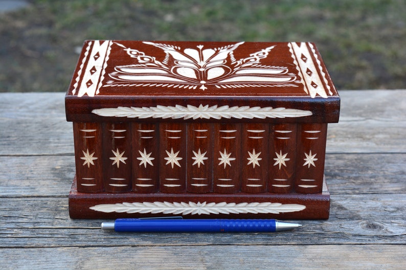 HUGE Wooden Treasure Chest Puzzle box secret compartment box Etsy