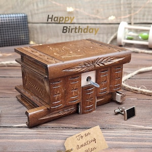 Einzigartiges handgefertigtes Geburtstagsgeschenk | Handgeschnitzte Puzzlebox aus Holz – Geschenk mit Geheimfach für ihn